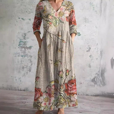 Fiona | Vestido floral de lino y algodón