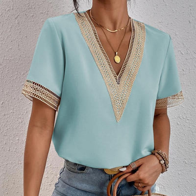 Ysa | Blusa con escote en V y ribete de crochet