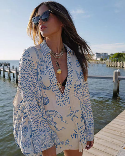 Torrin | Conjunto de túnica de playa estampada