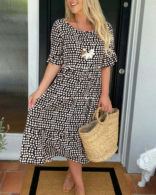 Jessika | Vestido midi elegante con divertidos detalles de volantes