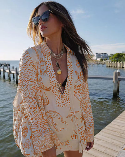 Torrin | Conjunto de túnica de playa estampada