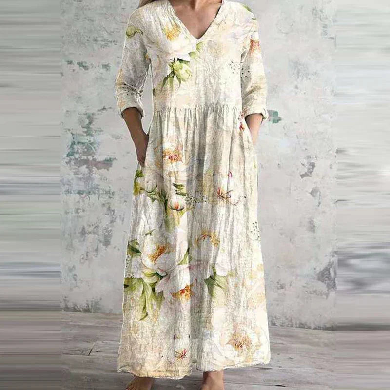 Fiona | Vestido floral de lino y algodón