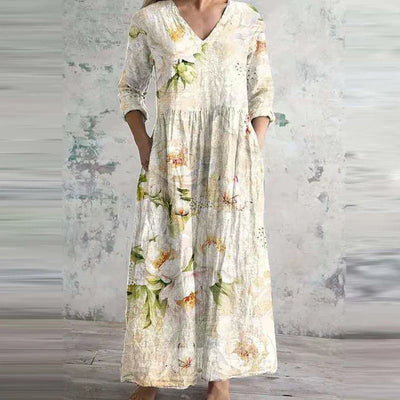 Fiona | Vestido floral de lino y algodón