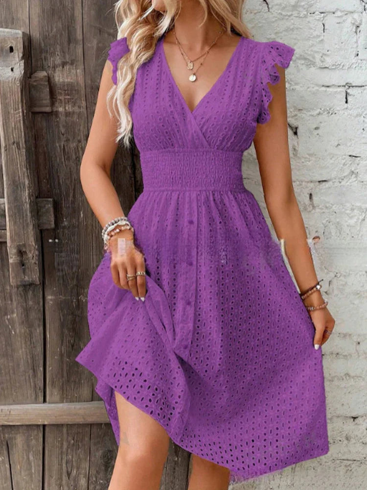 Eleonora | Vestido de encaje artesanal con escote en V