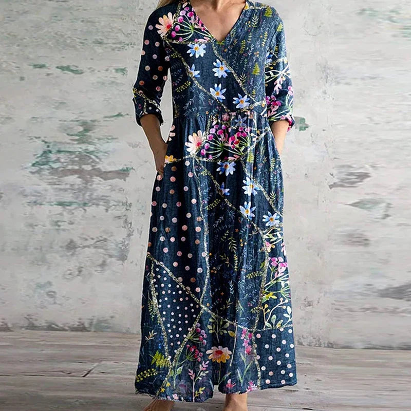 Fiona | Vestido floral de lino y algodón