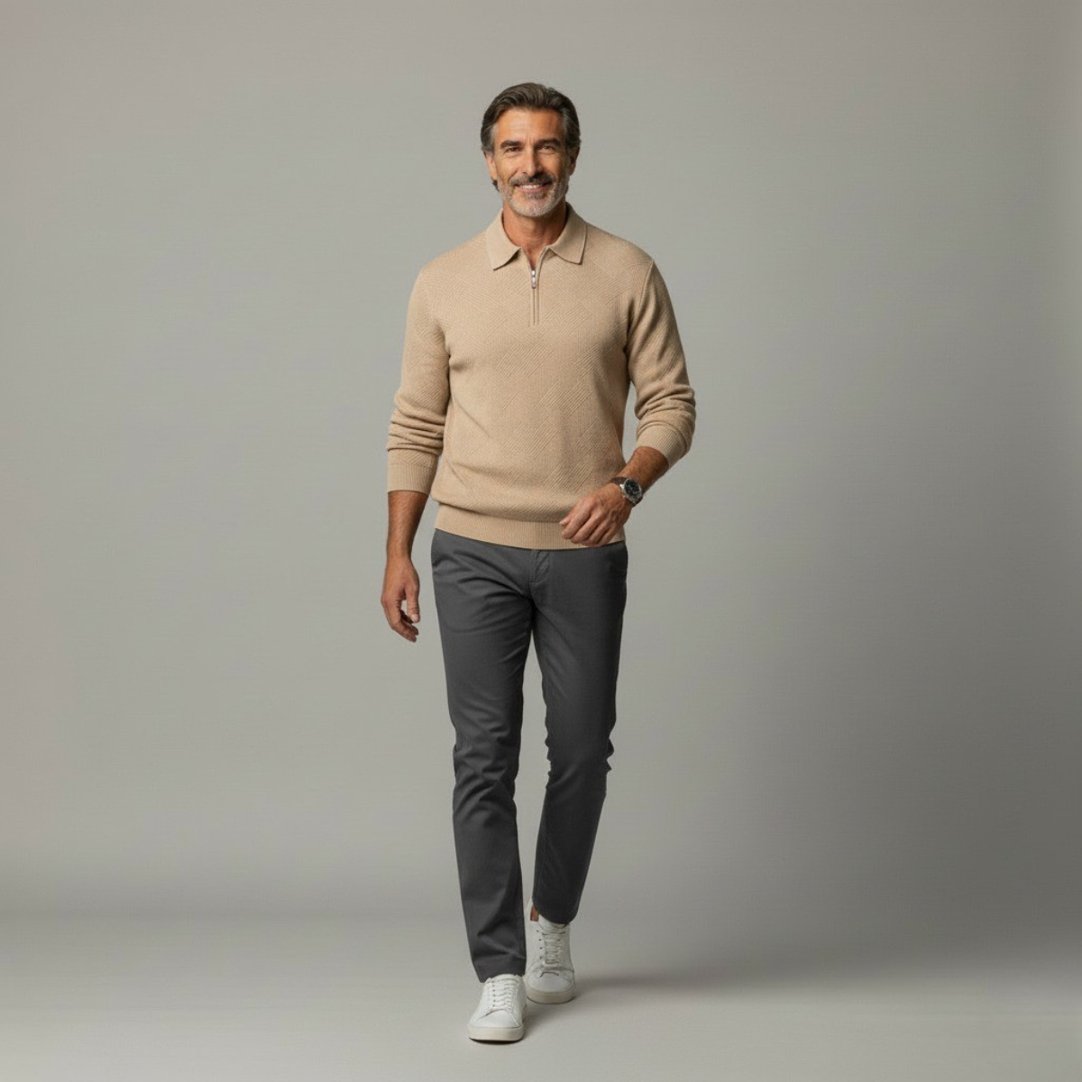 Baldrick | Sudadera vintage con cremallera y estampado geométrico
