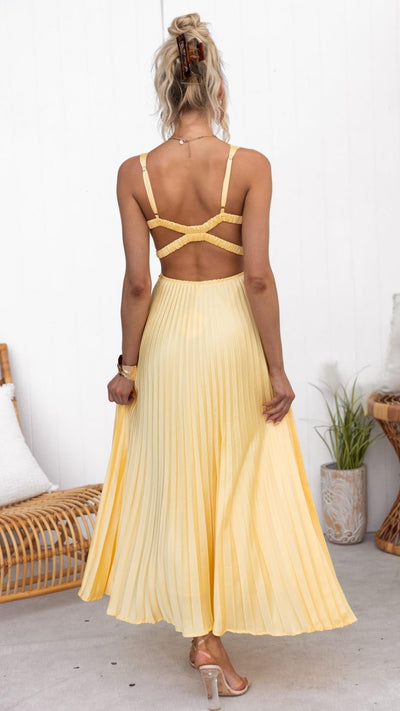 Eline | Vestido maxi con escote en V y falda plisada