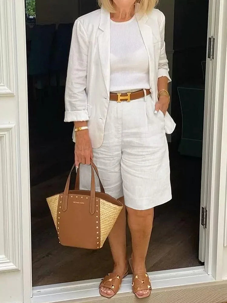 Leontina | Conjunto casual con blazer y pantalones cortos