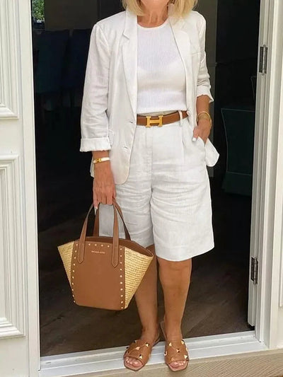 Leontina | Conjunto casual con blazer y pantalones cortos