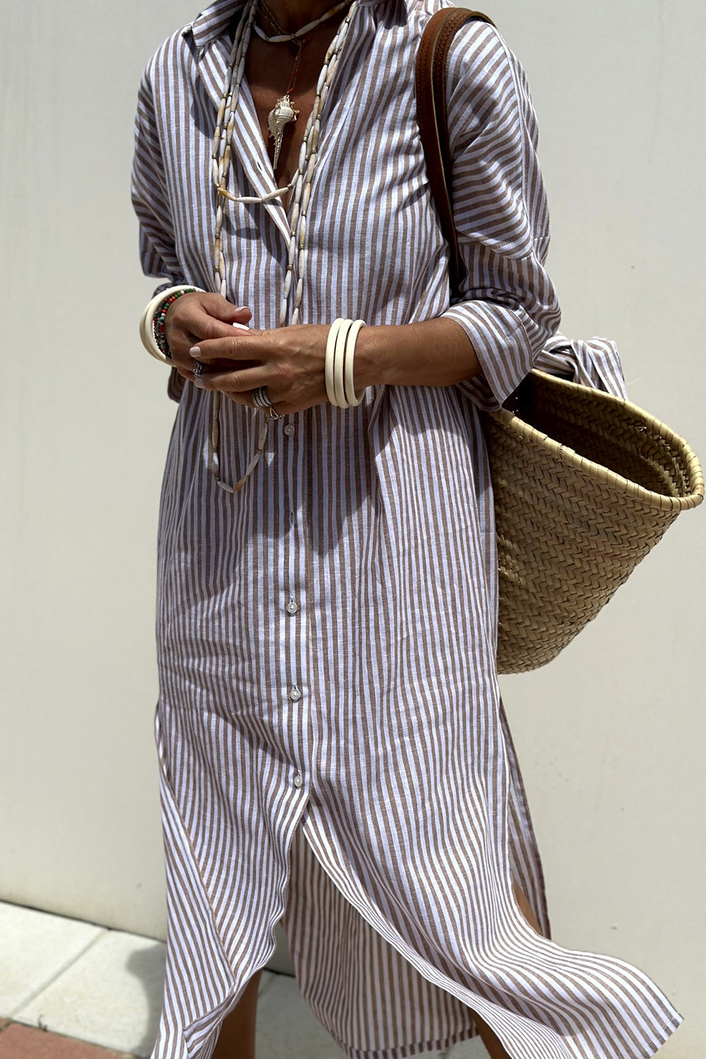 SOPHIA | Vestido camisero elegante de rayas