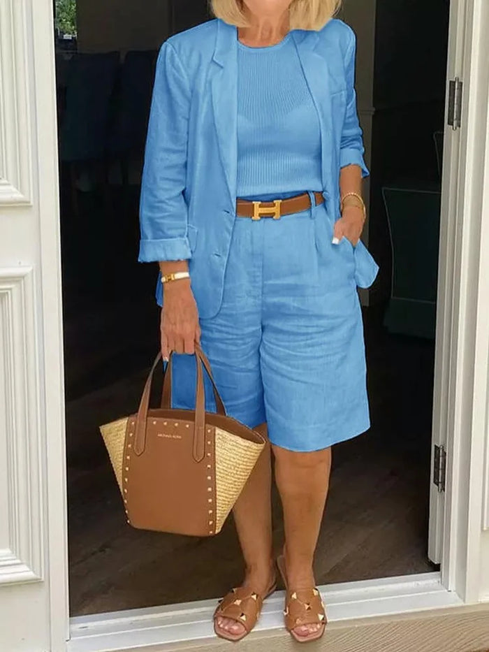 Leontina | Conjunto casual con blazer y pantalones cortos