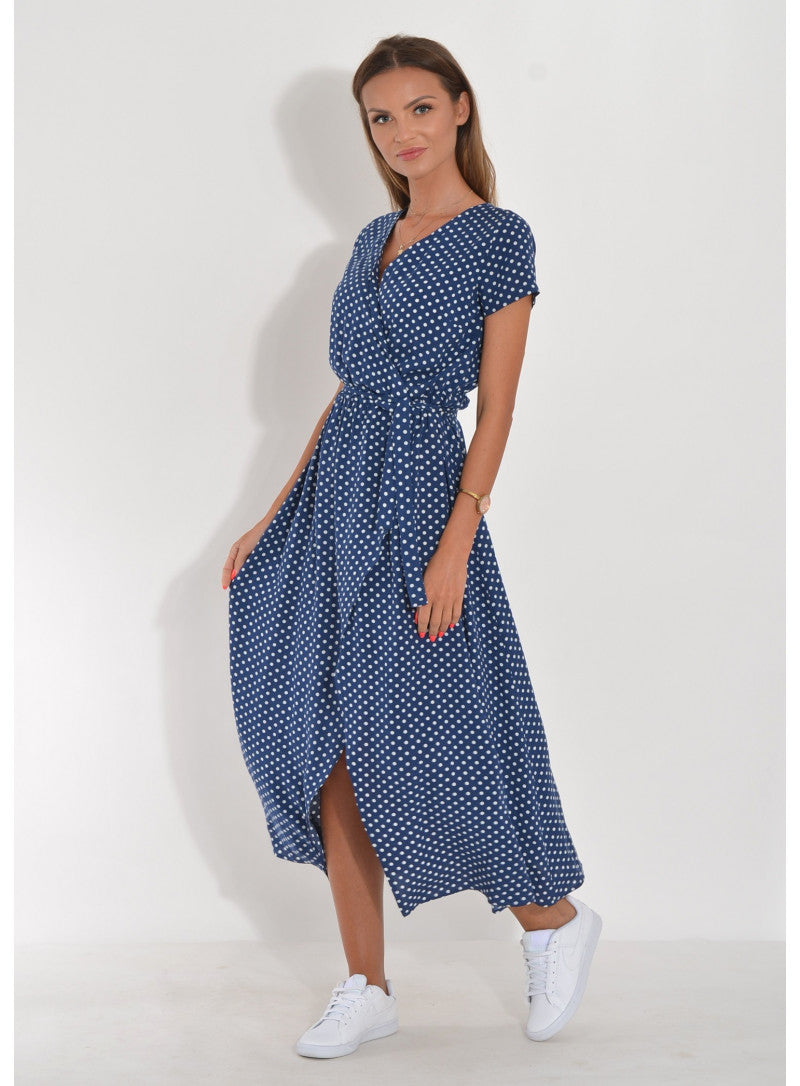 Penelope | Vestido cruzado con estampado de lunares