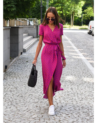 Penelope | Vestido cruzado con estampado de lunares