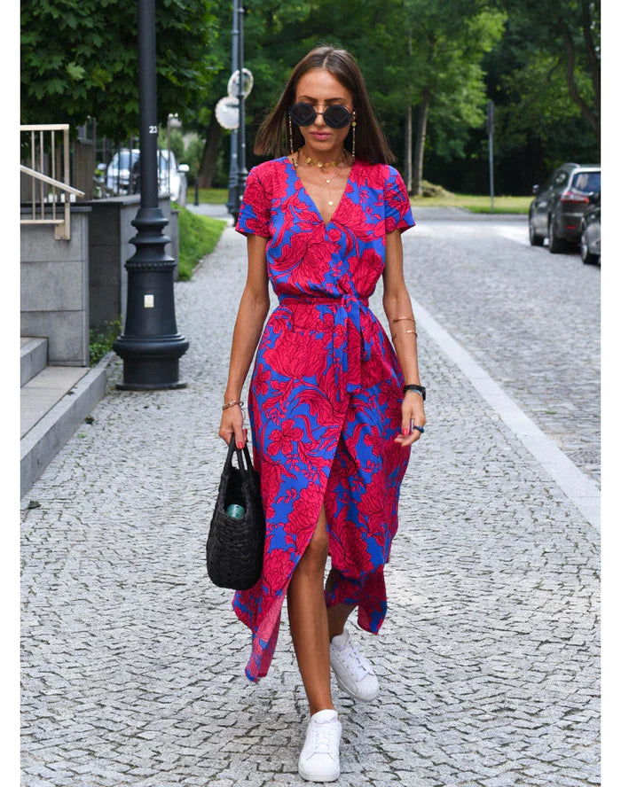 Penelope | Vestido cruzado con estampado de lunares