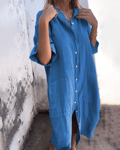 Mila | Vestido camisa casual estilo Ibiza a la altura del tobillo