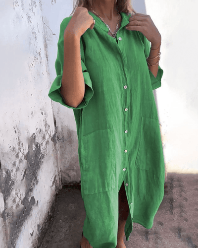 Mila | Vestido camisa casual estilo Ibiza a la altura del tobillo