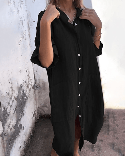Mila | Vestido camisa casual estilo Ibiza a la altura del tobillo