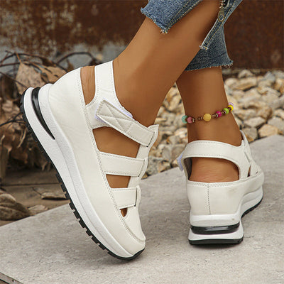 Sandalias ortopédicas para mujer con cierre de velcro, punta abierta y punta cerrada