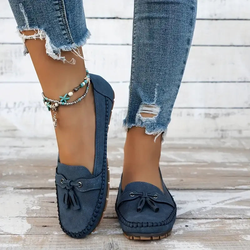 Laura | Mocasines cómodos y suaves para mujer en estilo vintage con lazo