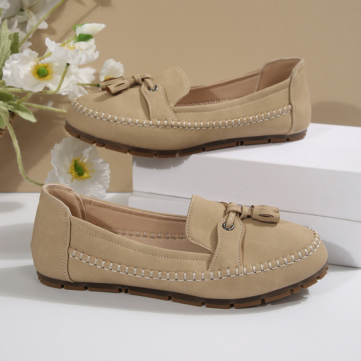 Laura | Mocasines cómodos y suaves para mujer en estilo vintage con lazo