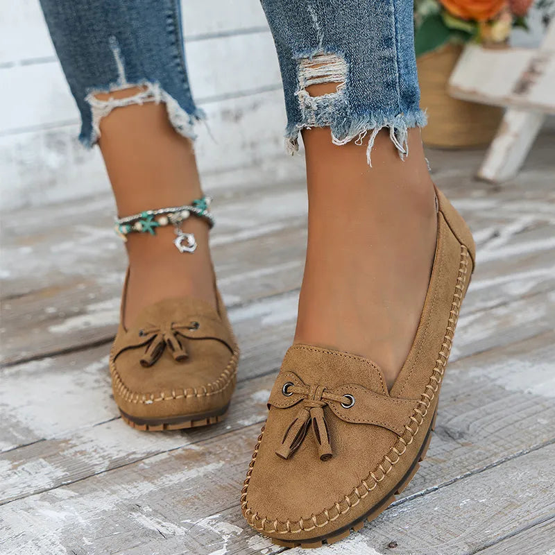 Laura | Mocasines cómodos y suaves para mujer en estilo vintage con lazo