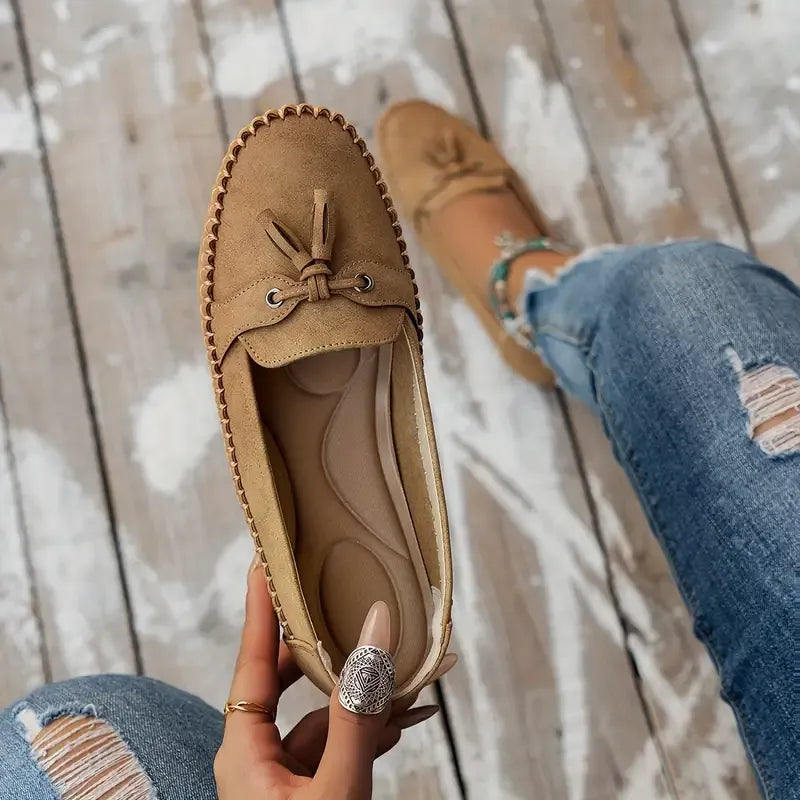 Laura | Mocasines cómodos y suaves para mujer en estilo vintage con lazo