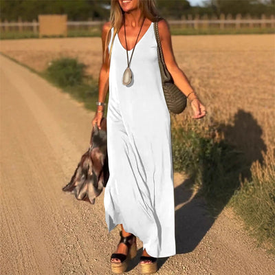 Isa | Vestido largo tipo camisola con escote en V