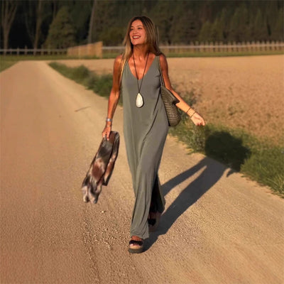 Isa | Vestido largo tipo camisola con escote en V